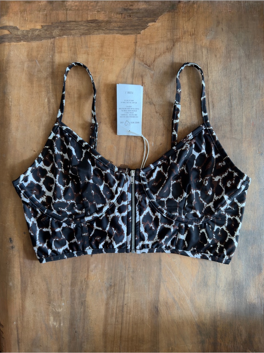 NWT Flook/. Flook the Label zip up bra top